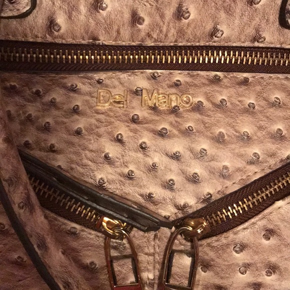 Del Mano Ostrich-Look Large Tote Bag - Picture 8 of 13